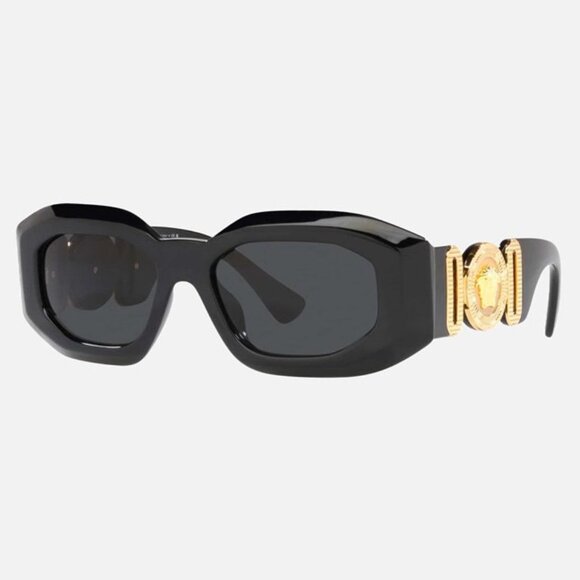 NEW VERSACE  BIGGIE BOLD OVAL SUNGLASSES IN BLACK WITH ICONIC JELLYFISH VE4425U - Picture 1 of 4